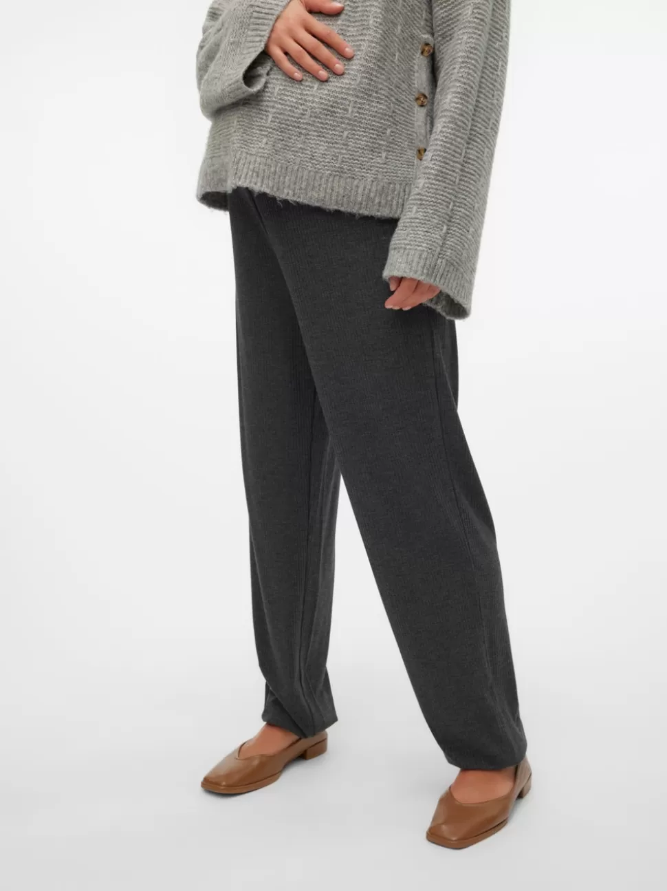 Byxor^VERO MODA Mamma-byxor Dark Grey Melange