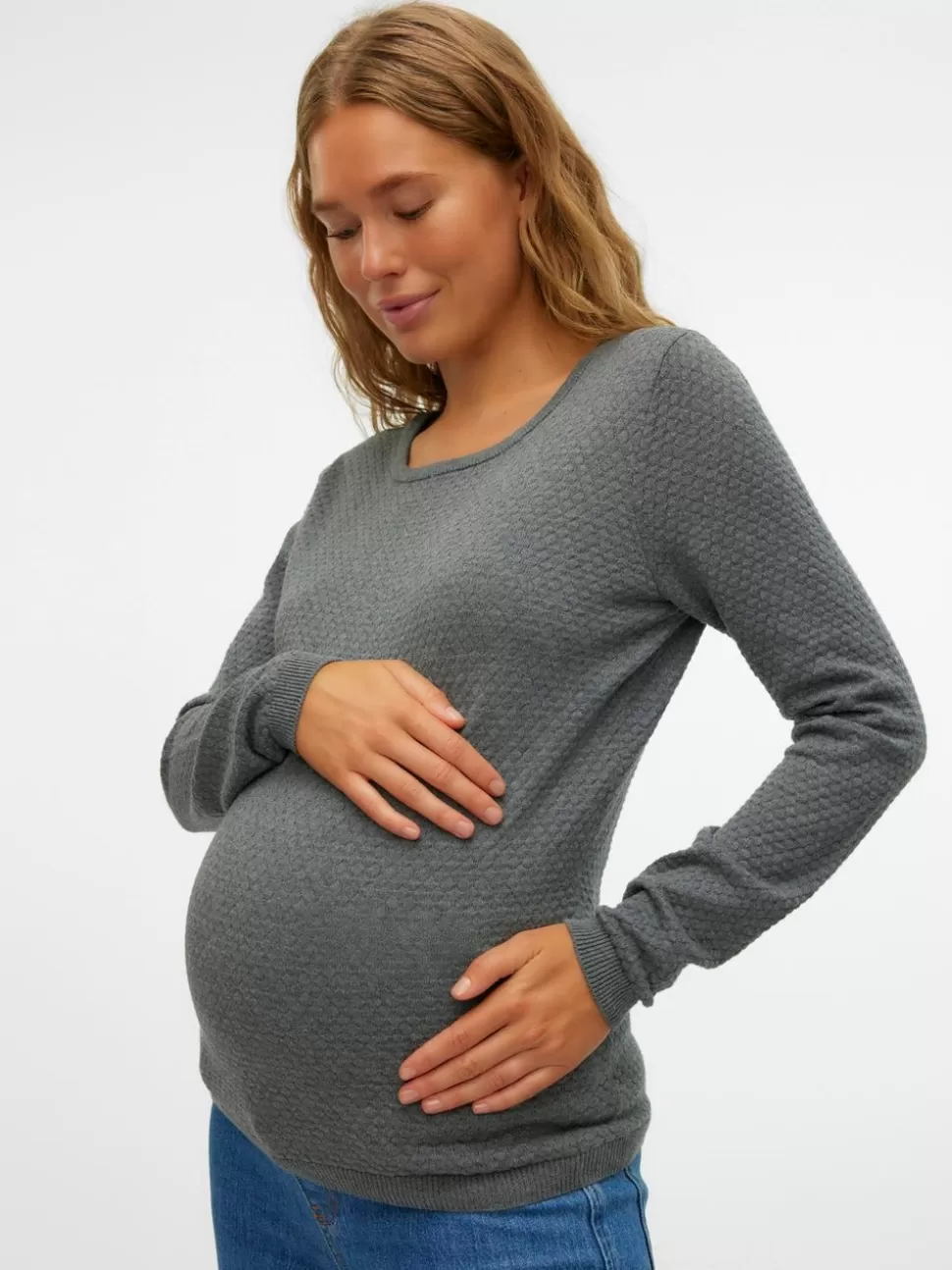 Stickat | Stickat^VERO MODA Mamma-stickad Medium Grey Melange