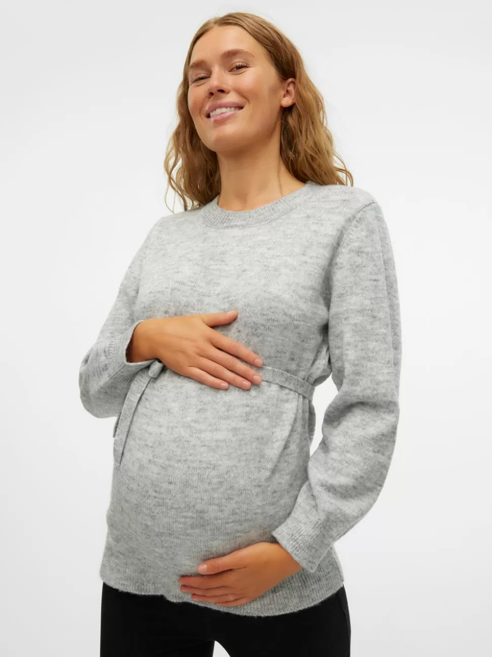 Stickat | Stickat^VERO MODA Mamma-stickad Light Grey Melange
