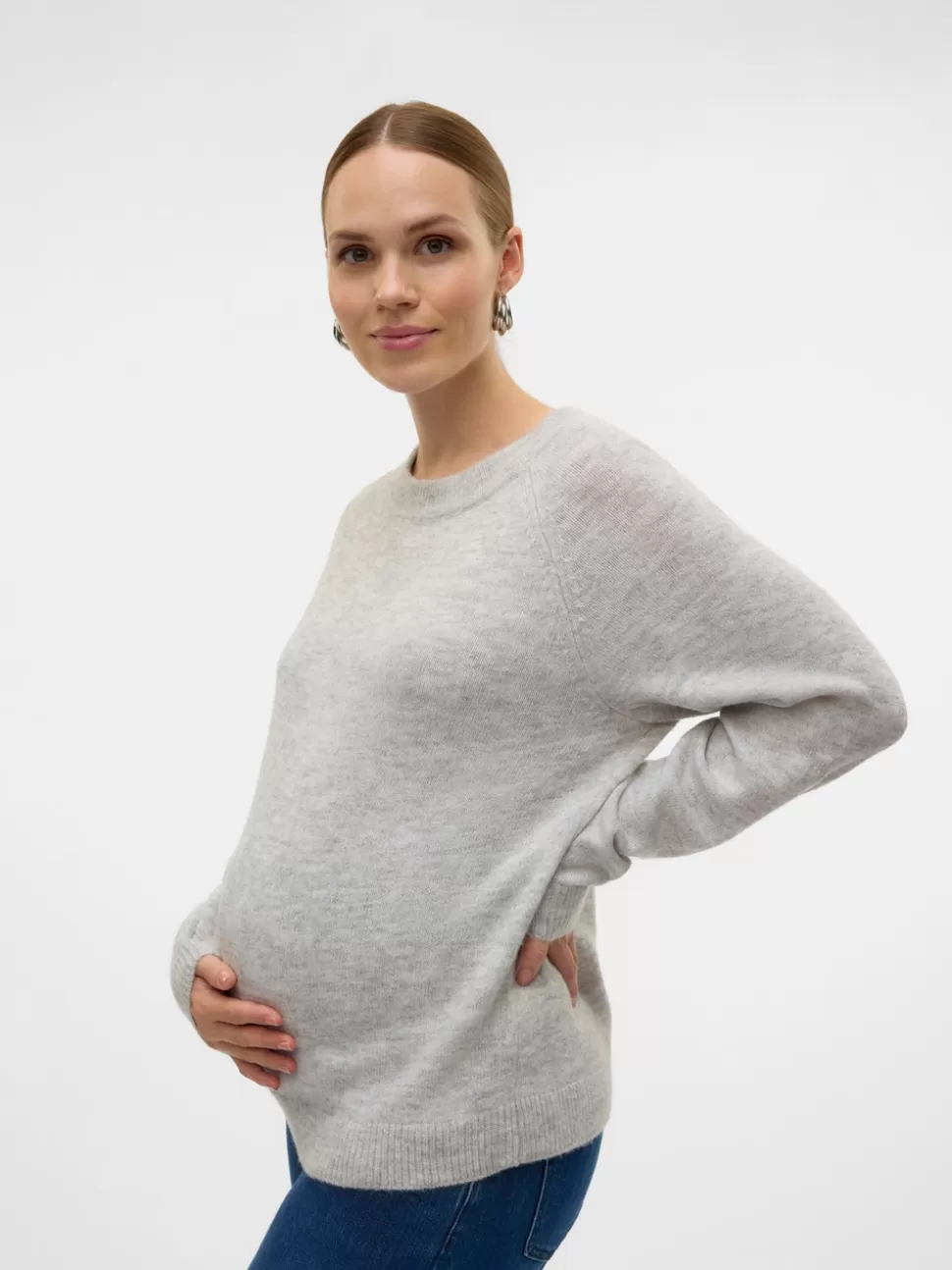 Stickat | Stickat^VERO MODA Mamma-stickad Light Grey Melange