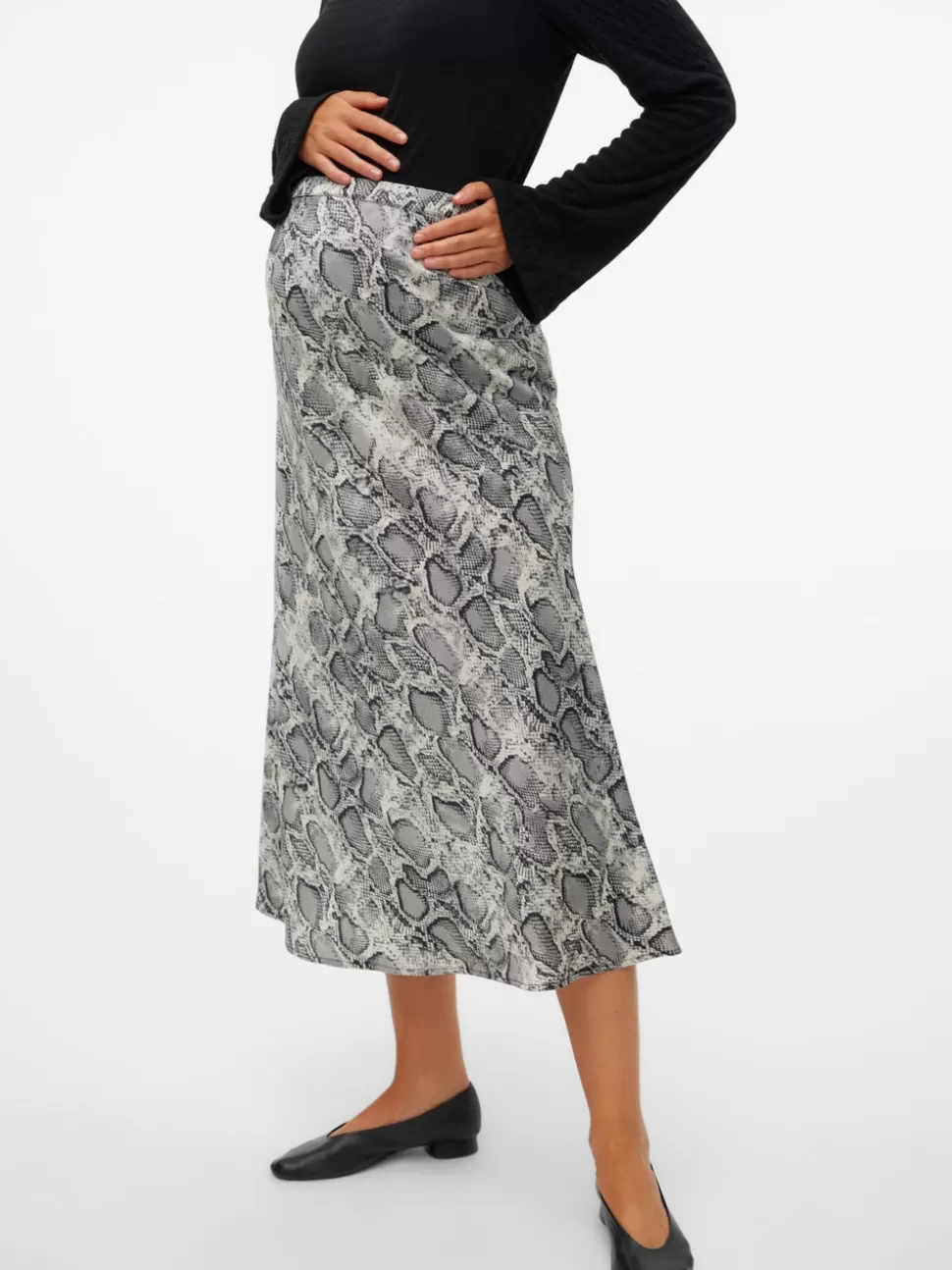 Kjolar^VERO MODA Midikjol Light Grey Melange