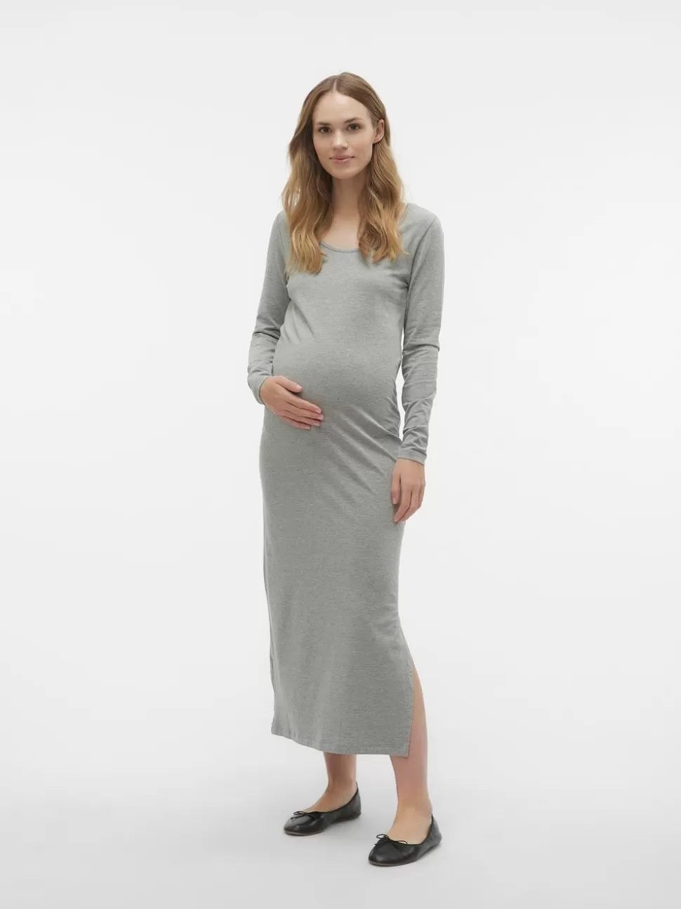 Klänningar^VERO MODA MLEVA Gravidklänning Light Grey Melange