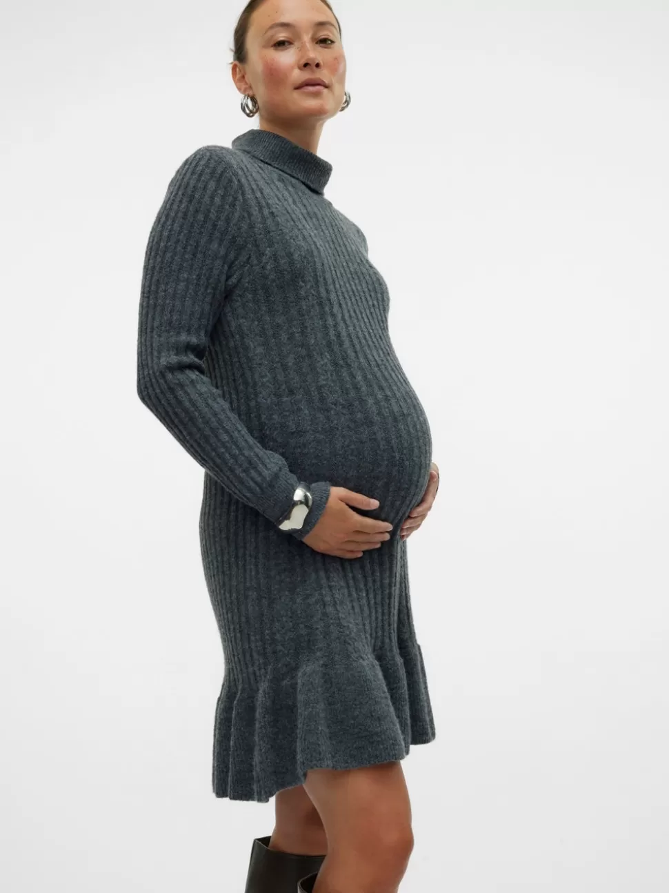 Klänningar^VERO MODA MLHIRA Gravidklänning Dark Grey Melange