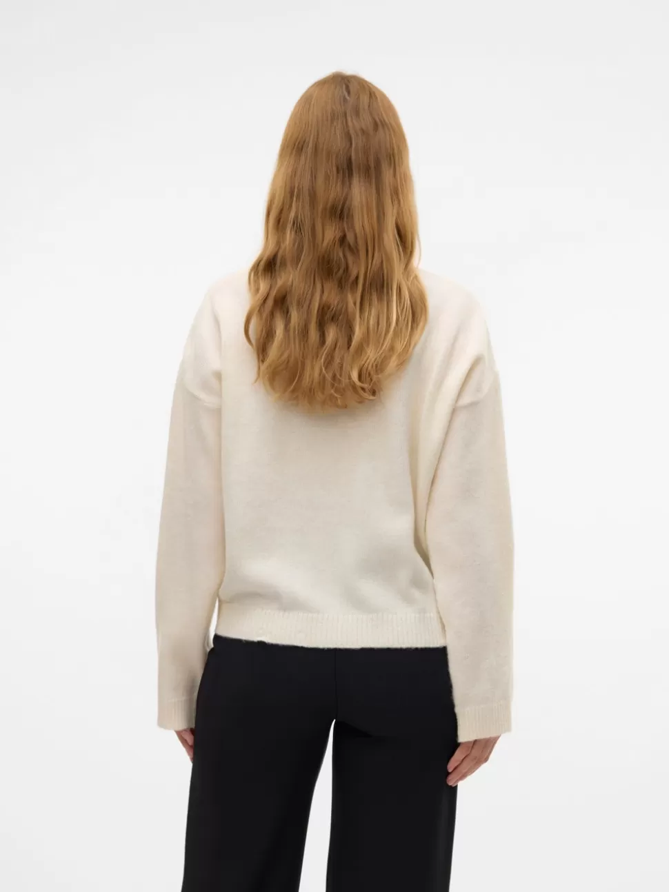 Stickat | Stickat^VERO MODA Normal Passform Hög Hals Topp Snow White