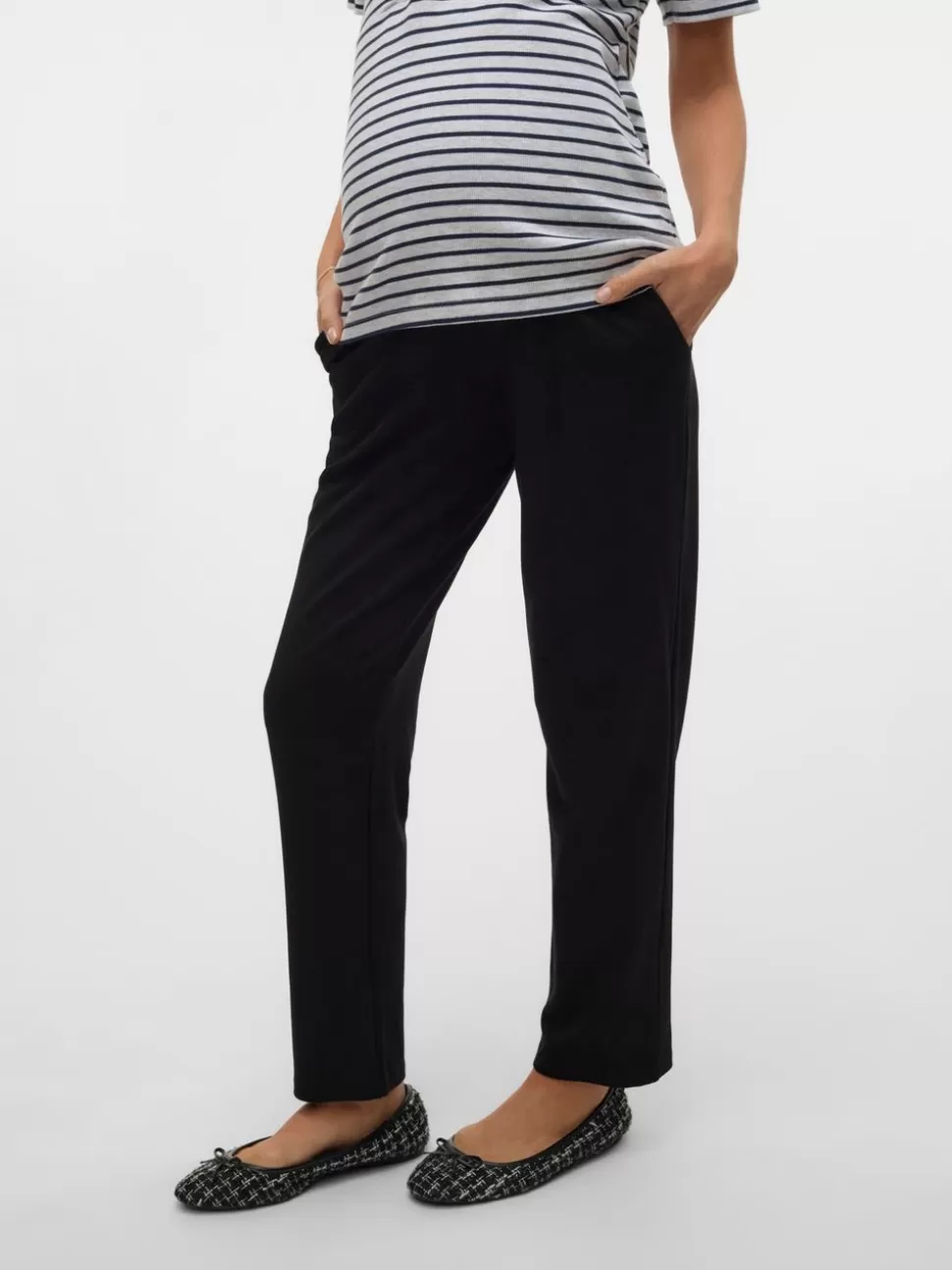 Byxor^VERO MODA Normal Passform Hög Midja Byxor Black