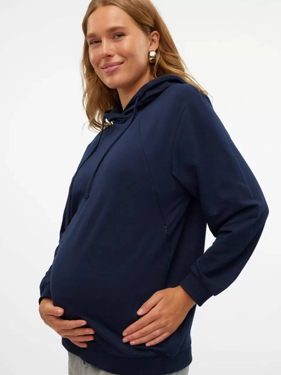 Amningskläder^VERO MODA Normal Passform Hoodie Sweatshirt Navy Blazer