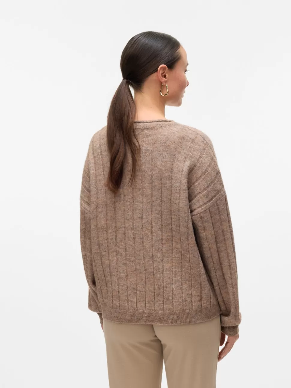 Stickat | Stickat^VERO MODA Normal Passform O-ringning Pullover Silver Mink