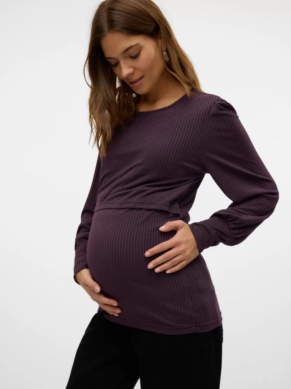 Amningskläder | Tops^VERO MODA Normal Passform O-ringning Topp Plum Perfect