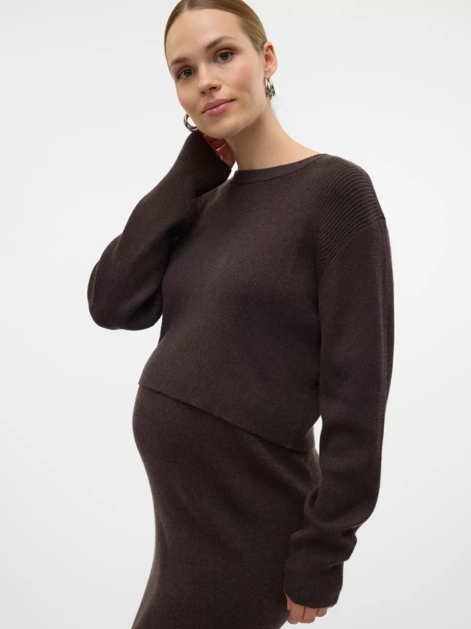 Stickat | Stickat^VERO MODA Normal Passform O-ringning Topp Chocolate Torte