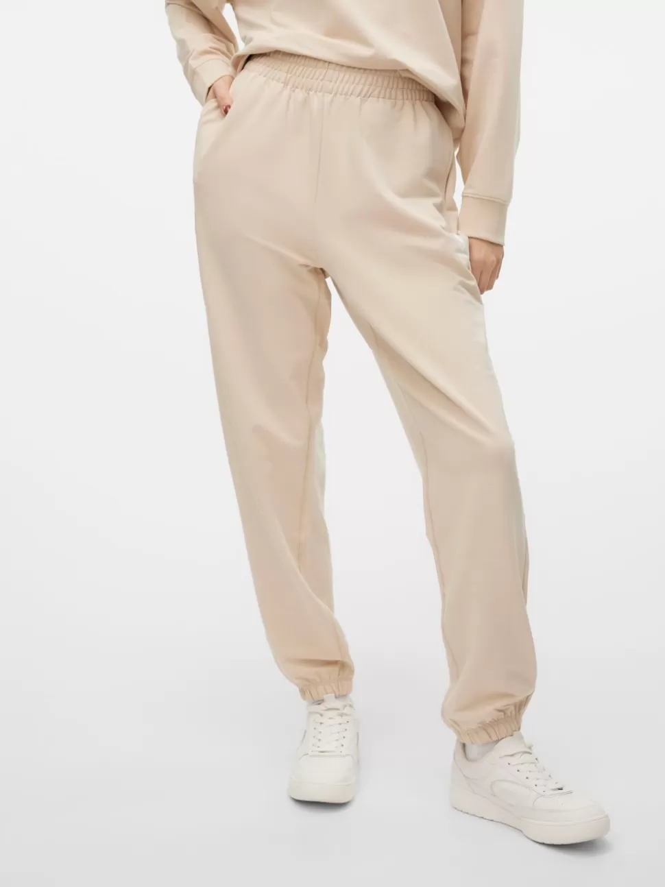 Byxor^VERO MODA OL Medelhög Midja Byxor Oatmeal