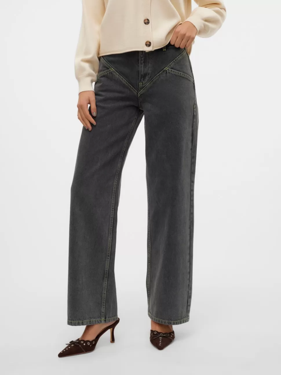 Jeans^VERO MODA SNRUDI Rak Passform Jeans Dark Grey Denim