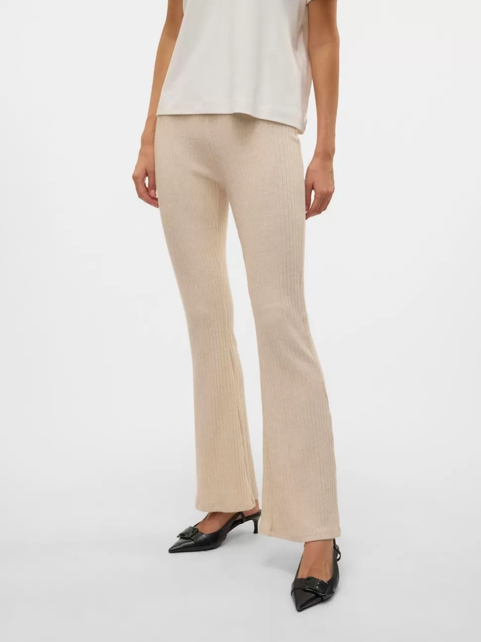 Byxor^VERO MODA SNVIO Hög Midja Byxor Oatmeal