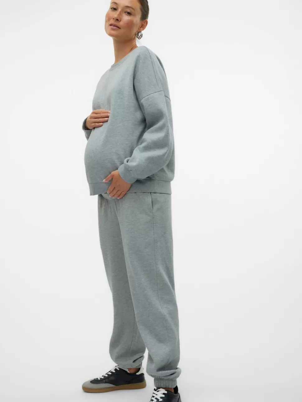Byxor^VERO MODA Överdimensionerad Passform Byxor Light Grey Melange