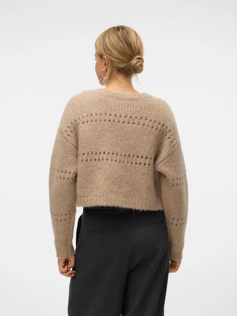 Stickat^VERO MODA VMADELINA Stickad Kofta Silver Mink
