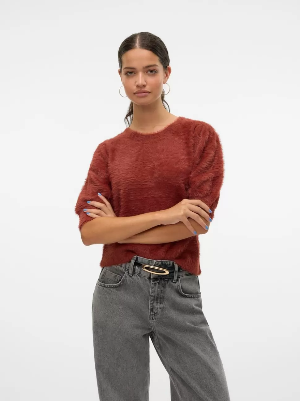 Stickat^VERO MODA VMALINA Pullover Fired Brick