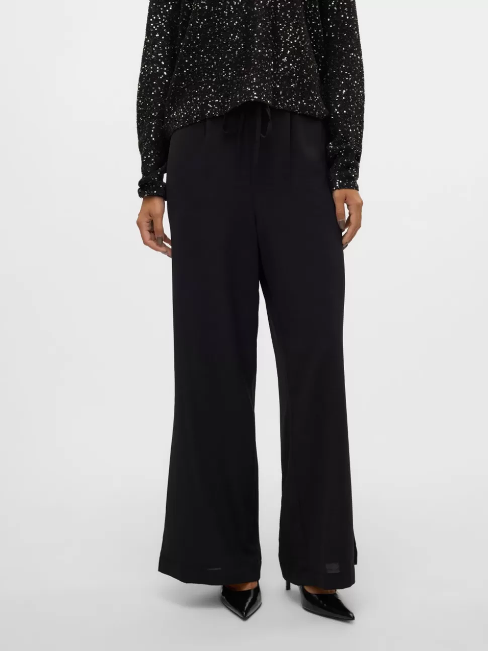 Byxor^VERO MODA VMALVA Hög Midja Byxor Black