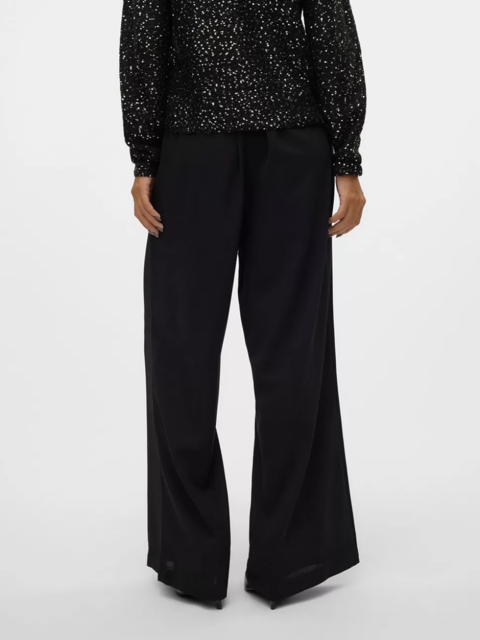 Byxor^VERO MODA VMALVA Hög Midja Byxor Black