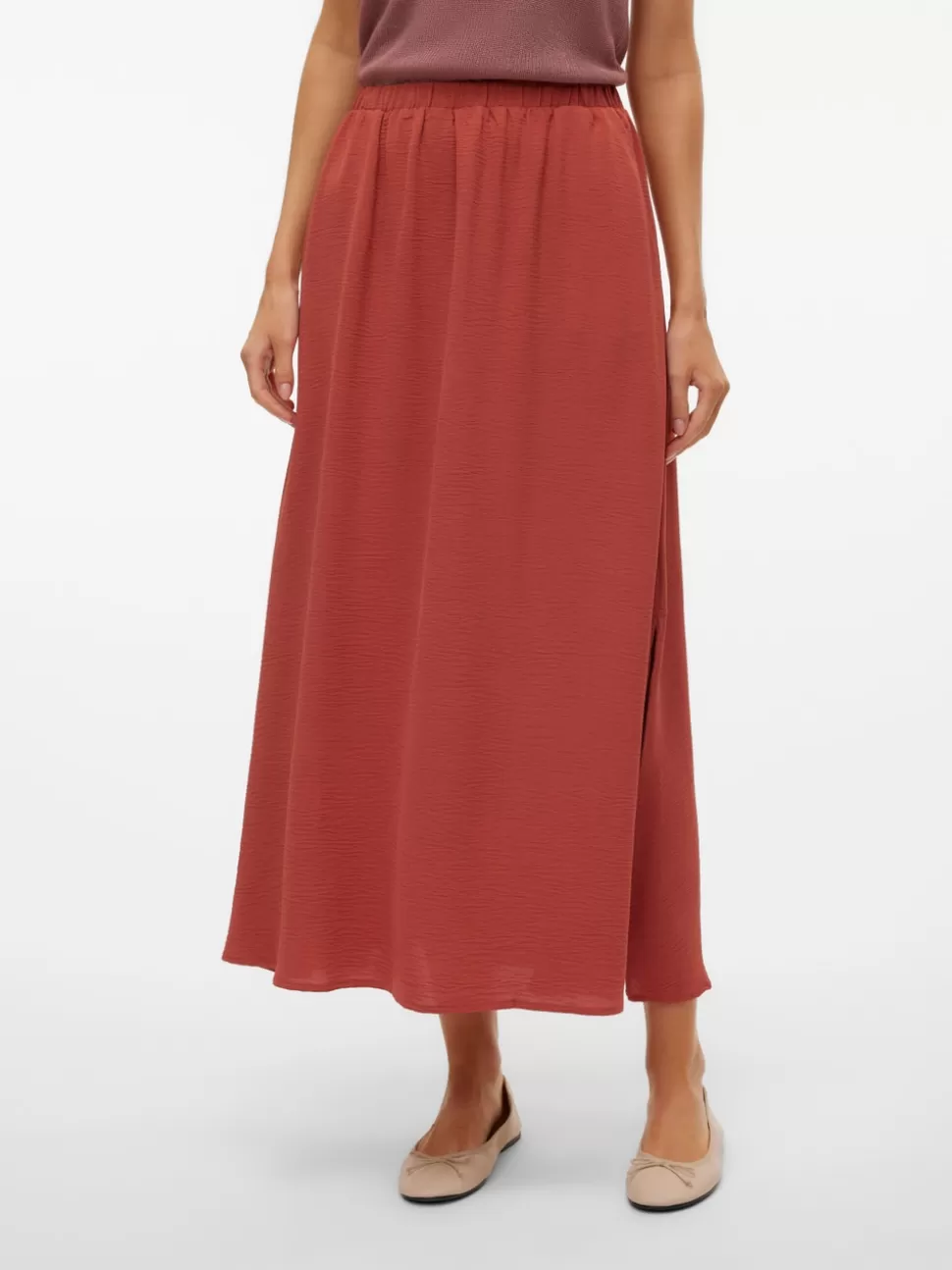 Kjolar^VERO MODA VMALVA Hög Midja Lång Kjol Marsala