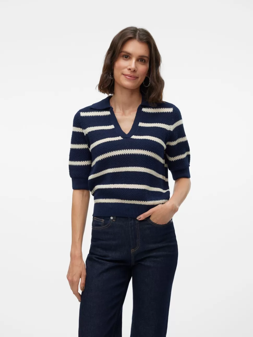 Stickat^VERO MODA VMAMAZING Pullover Navy Blazer