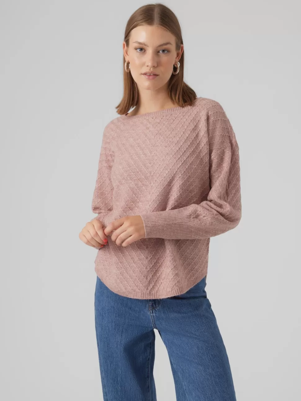 Stickat | Basics^VERO MODA VMANJASTINNA Pullover Woodrose