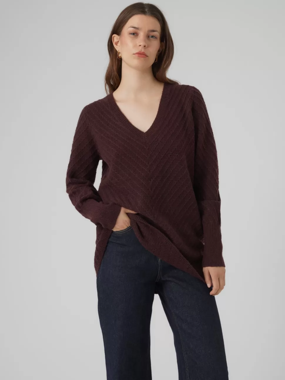 Stickat^VERO MODA VMANJASTINNA Pullover Winetasting