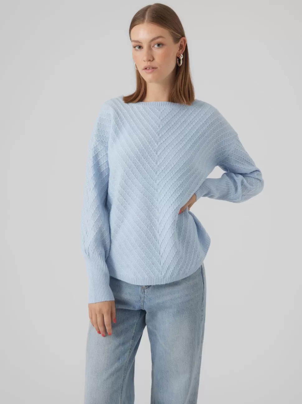 Stickat^VERO MODA VMANJASTINNA Pullover Cashmere Blue