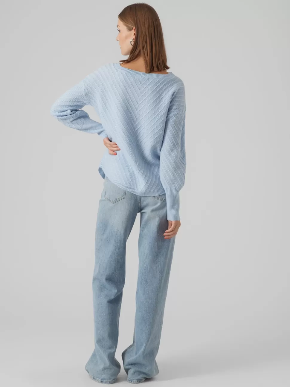 Stickat^VERO MODA VMANJASTINNA Pullover Cashmere Blue
