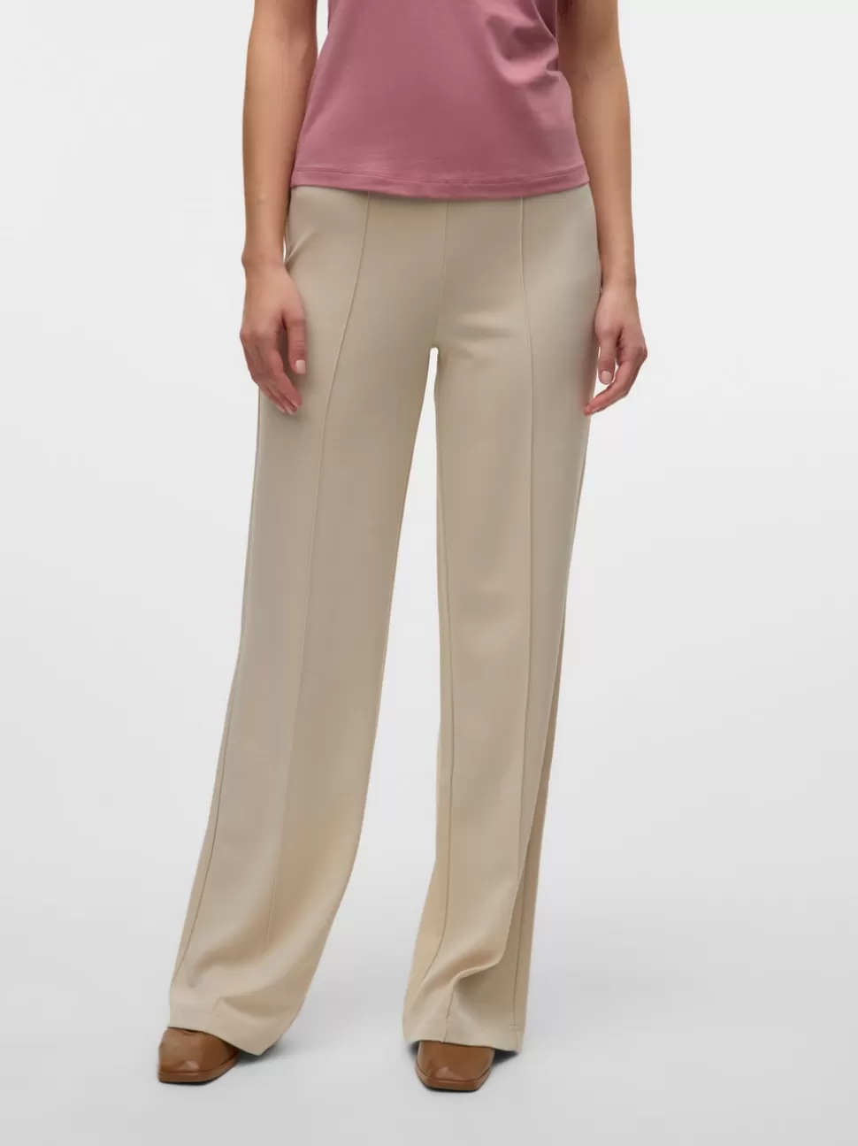 Byxor^VERO MODA VMBECKY Hög Midja Byxor Pumice Stone
