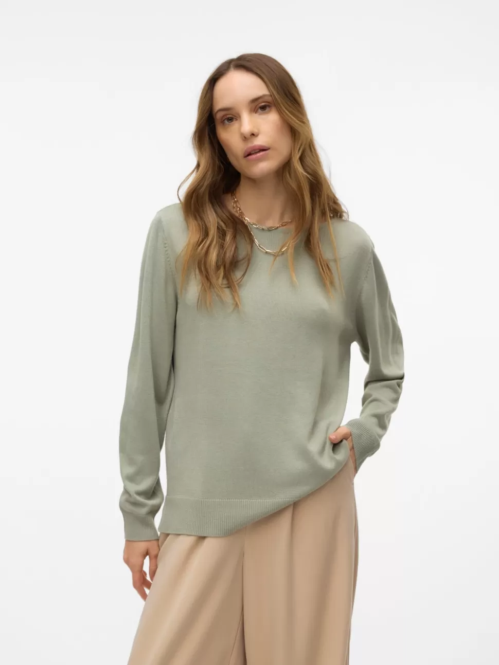 Stickat^VERO MODA VMBEKKA Pullover Seagrass