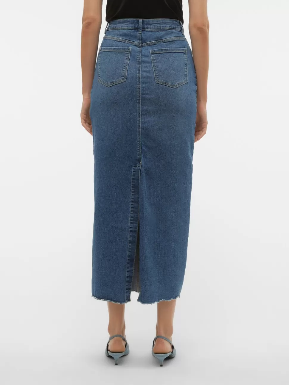 Kjolar^VERO MODA VMBERLA Hög Midja Lång Kjol Medium Blue Denim