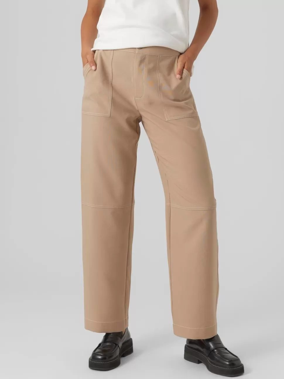 Byxor^VERO MODA VMBORA Hög Midja Byxor Silver Mink