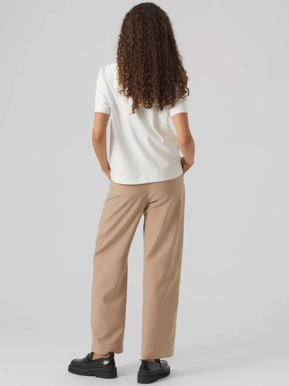 Byxor^VERO MODA VMBORA Hög Midja Byxor Silver Mink