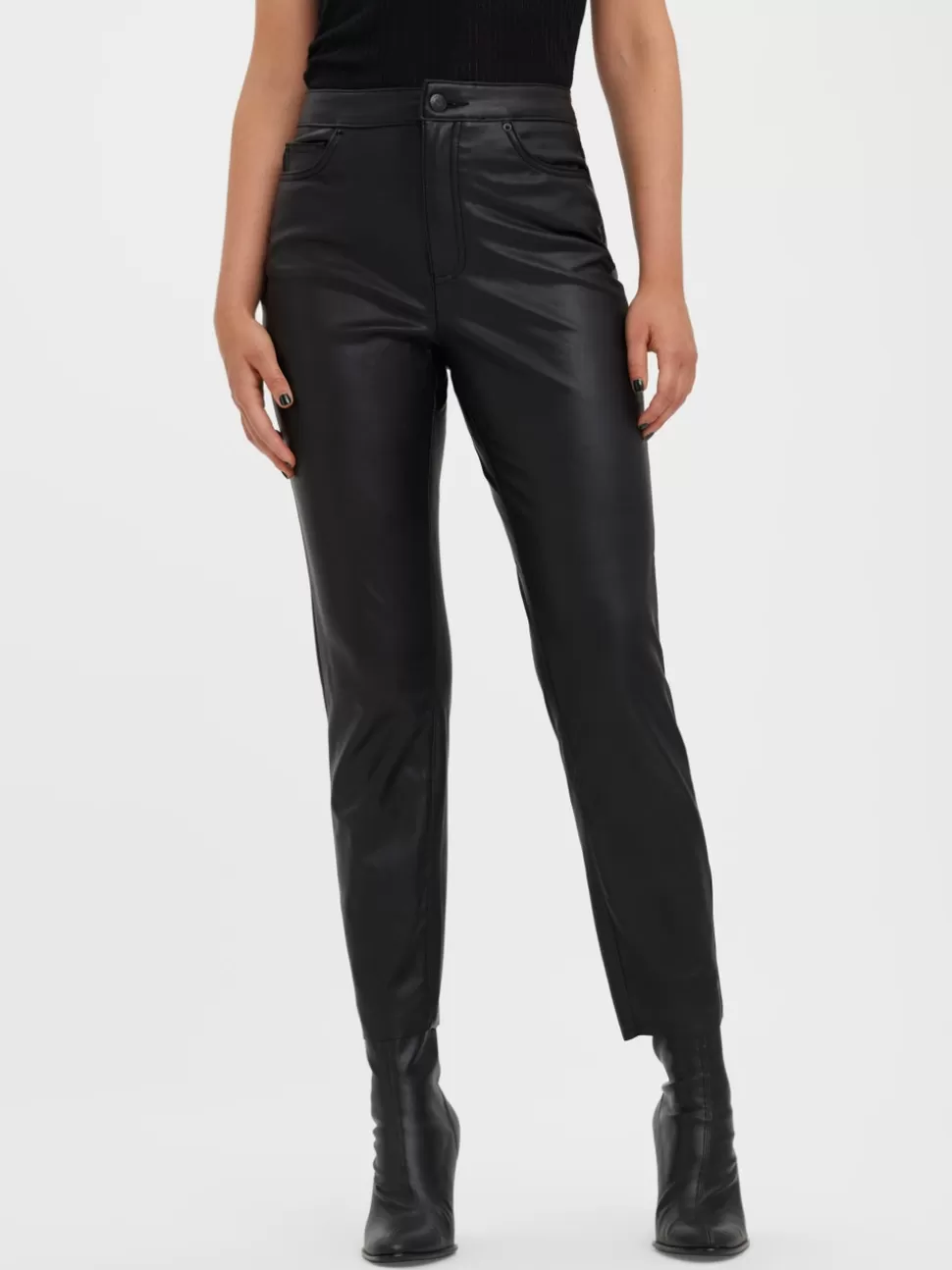 Byxor^VERO MODA VMBRENDA Hög Midja Byxor Black