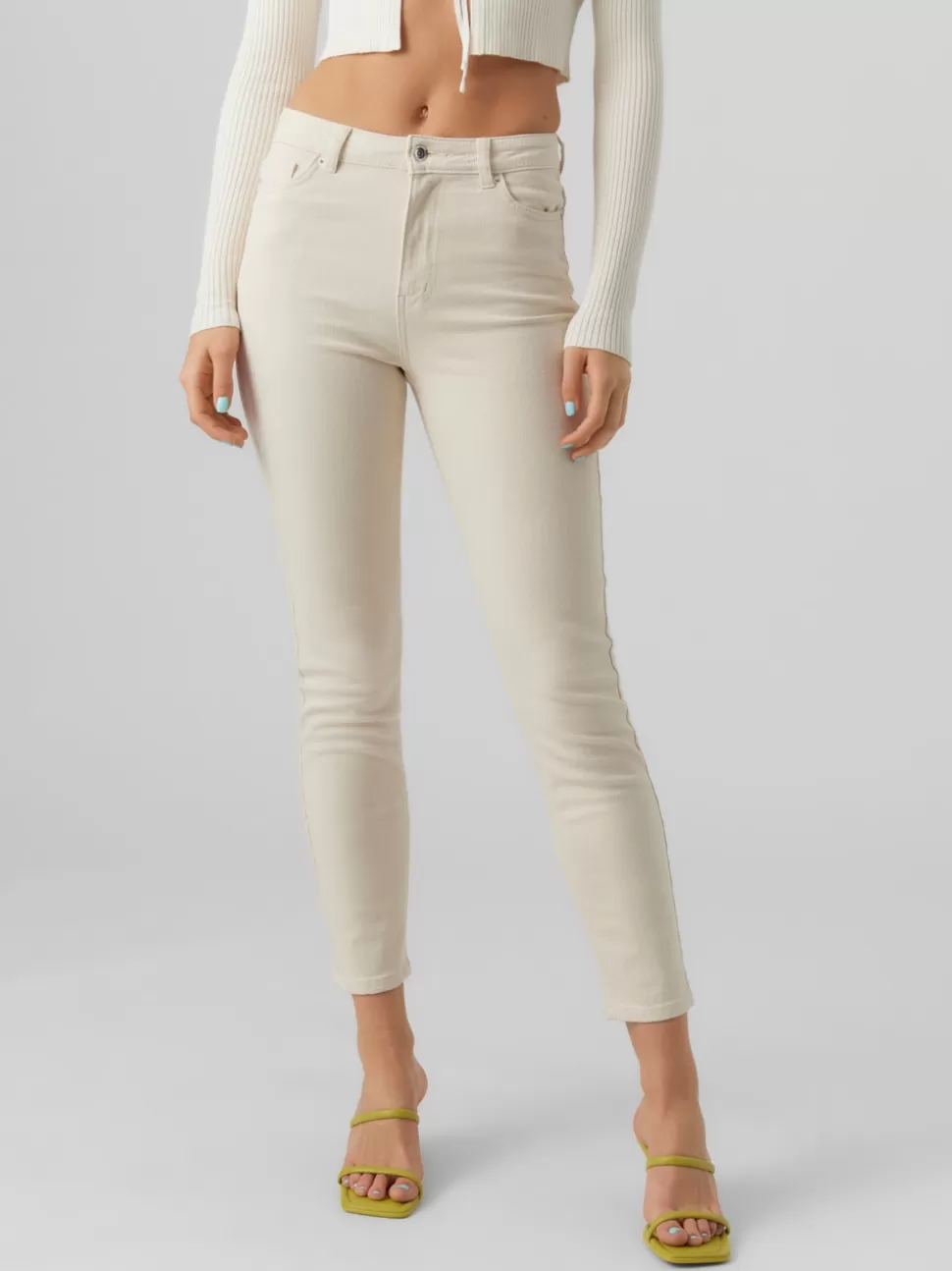 Jeans | Basics^VERO MODA VMBRENDA Hög Midja Rak Passform Jeans Ecru