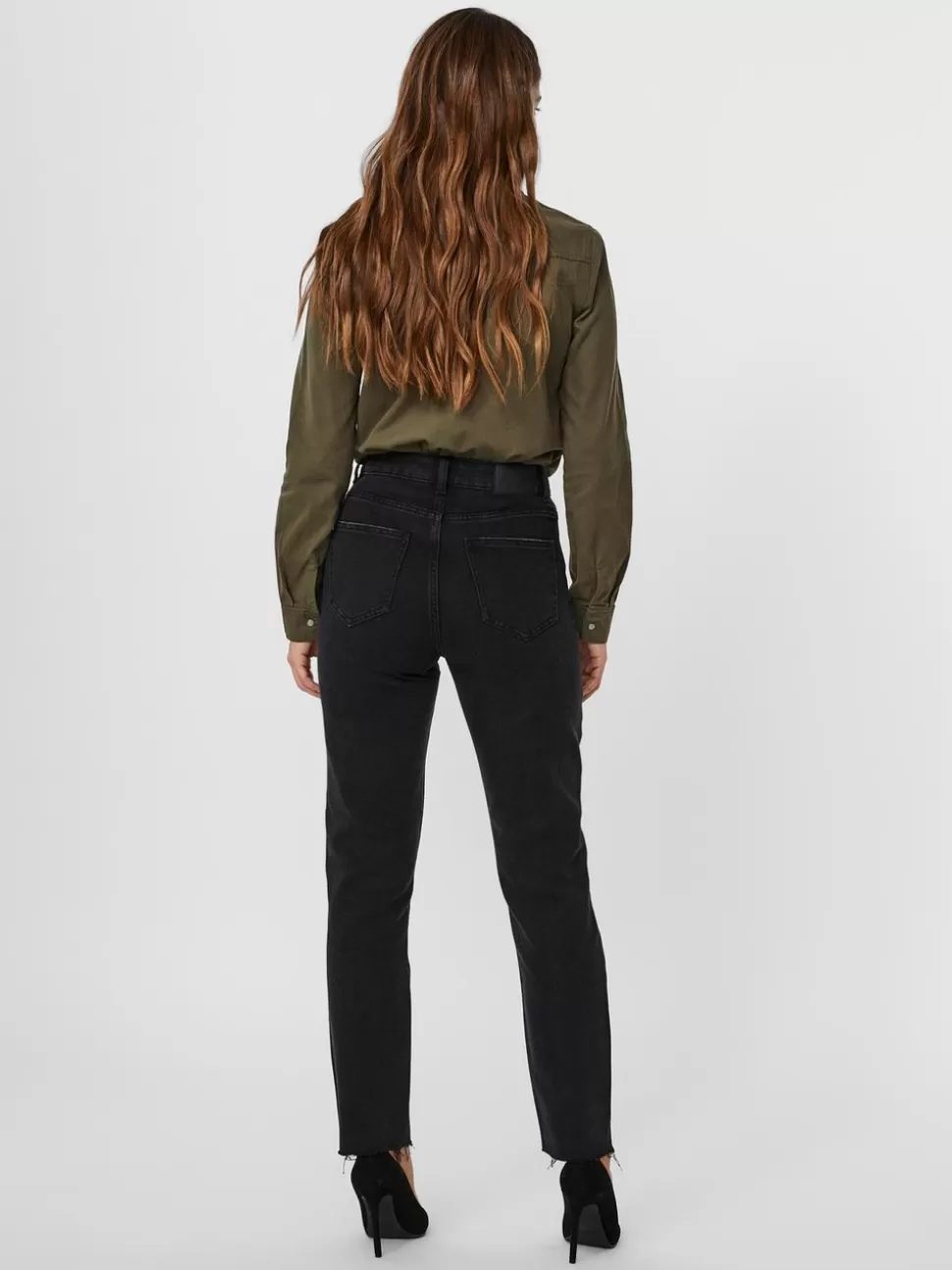 Jeans | Basics^VERO MODA VMBRENDA Hög Midja Rak Passform Jeans Black Denim