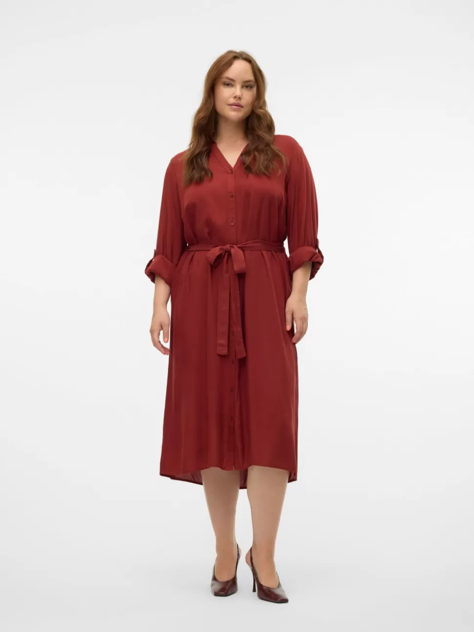 Klänningar^VERO MODA VMBUMPY Midiklänning Fired Brick