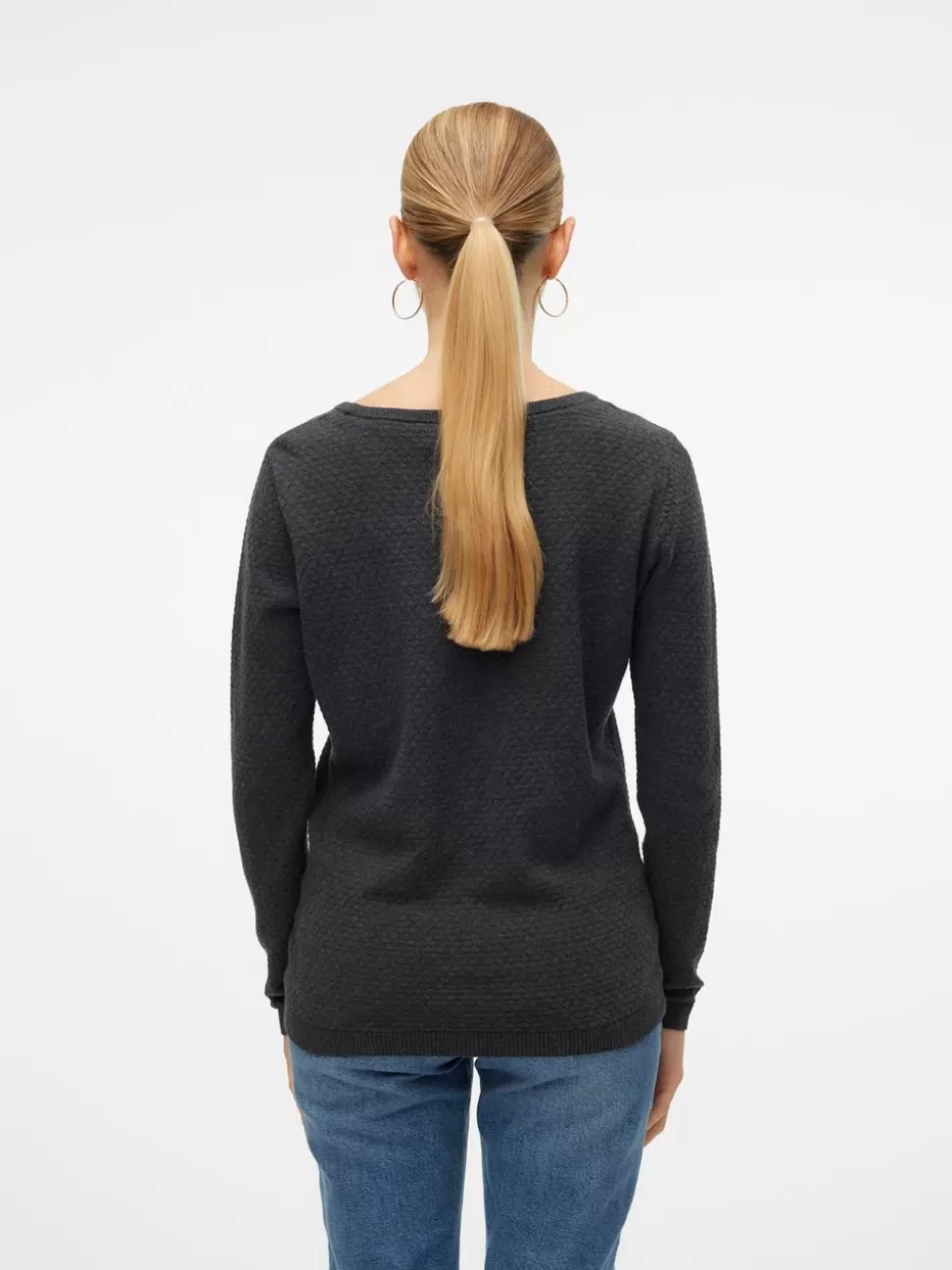 Stickat | Basics^VERO MODA VMCARE Pullover Dark Grey Melange