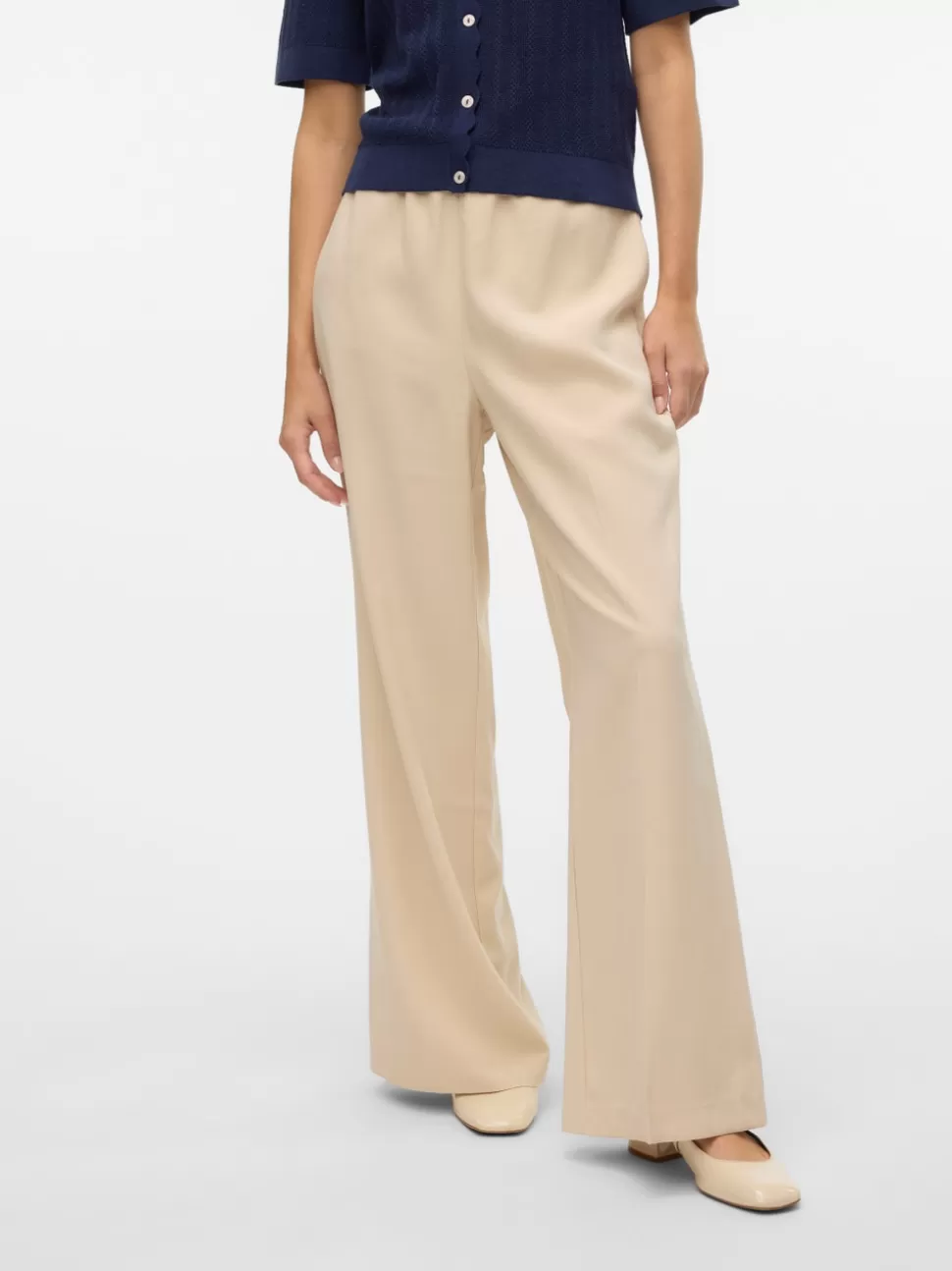 Byxor^VERO MODA VMCARMEN Hög Midja Byxor Oatmeal