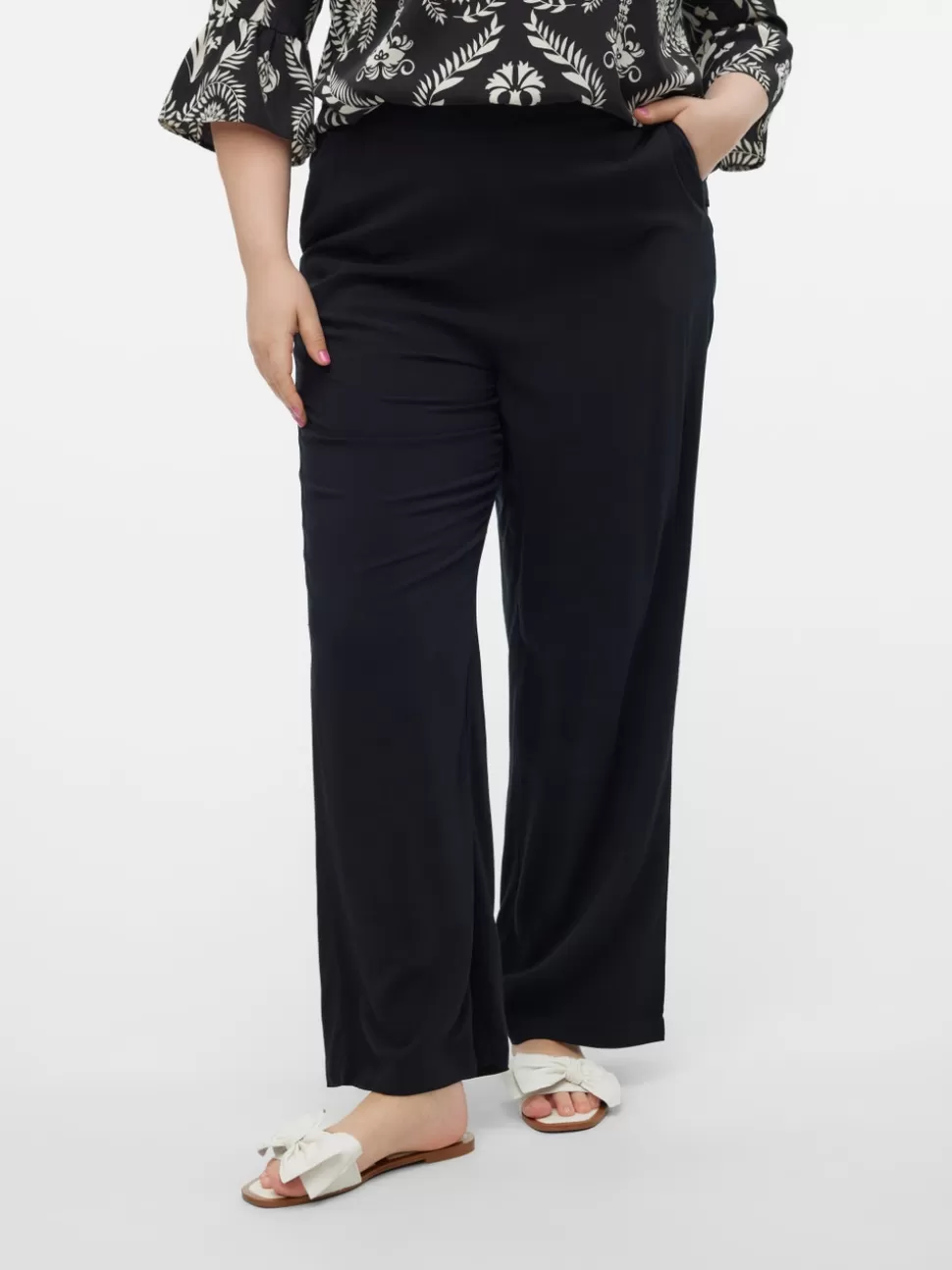 Byxor^VERO MODA VMCEASY Hög Midja Byxor Black