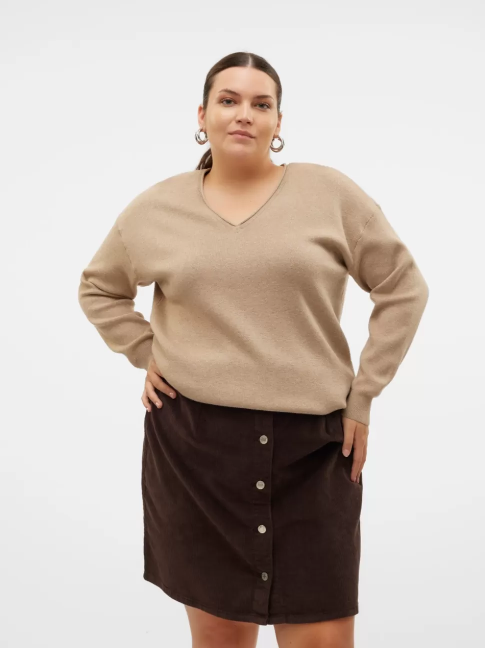 Stickat^VERO MODA VMCGOLD Pullover Silver Mink