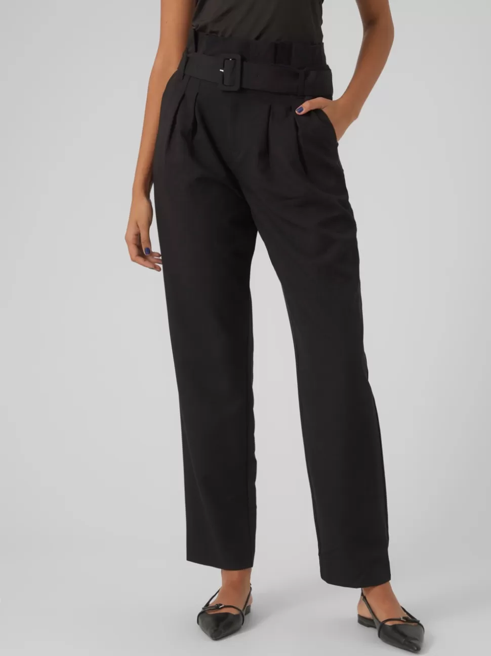 Byxor^VERO MODA VMCLEA Hög Midja Byxor Black