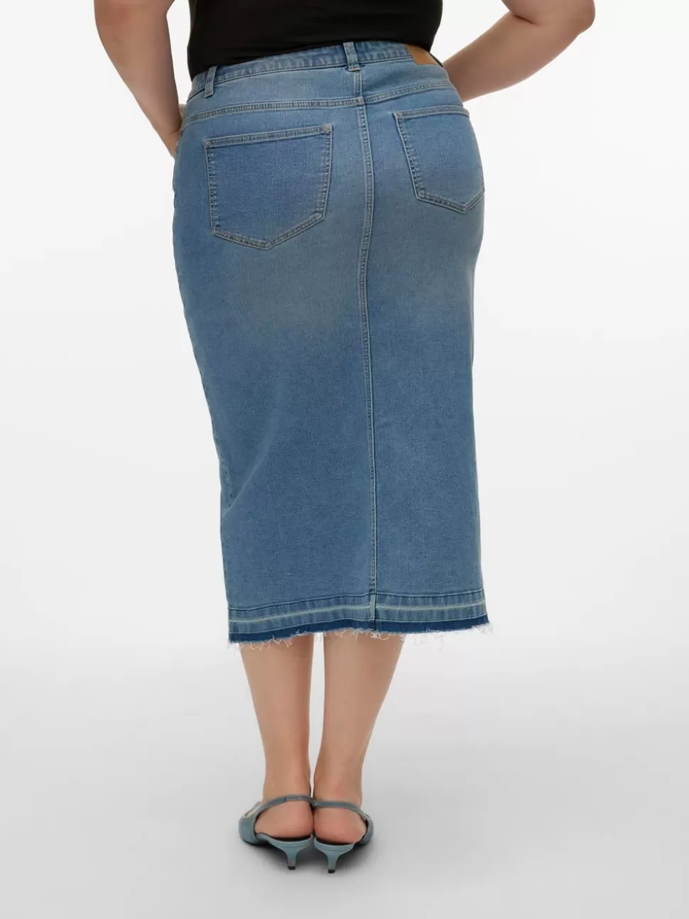Kjolar^VERO MODA VMCLINA Hög Midja Lång Kjol Light Blue Denim