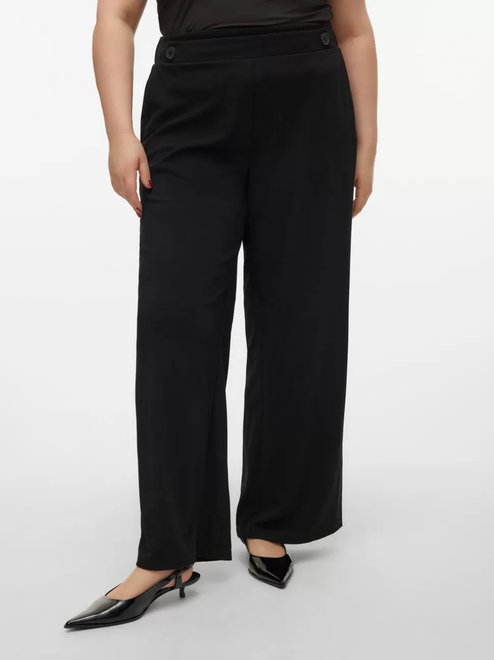 Byxor^VERO MODA VMCLIVA Hög Midja Byxor Black