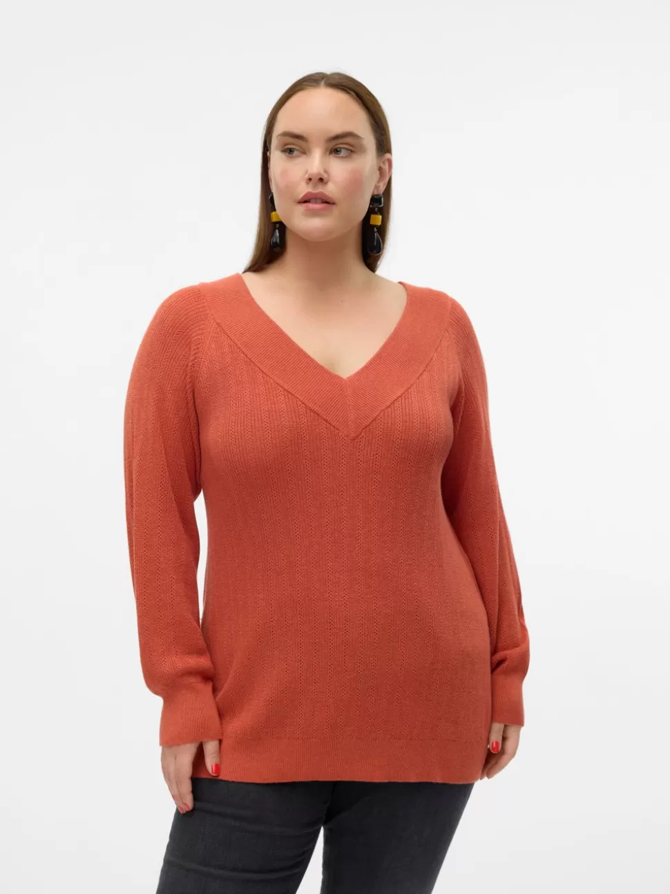 Stickat^VERO MODA VMCNEWLEXSUN Pullover Burnt Sienna