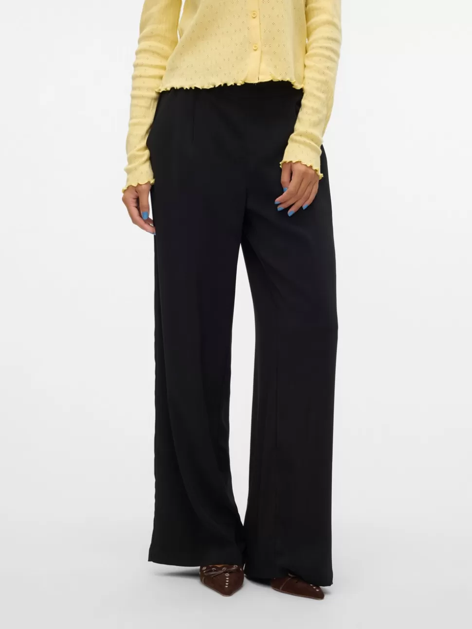 Byxor^VERO MODA VMCOCO Medelhög Midja Byxor Black