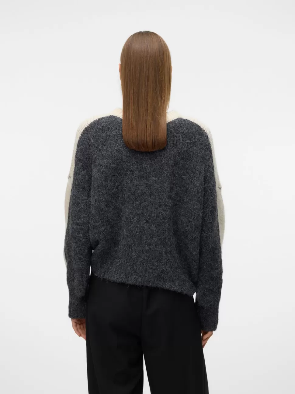 Stickat^VERO MODA VMCORDELIA Pullover Dark Grey Melange