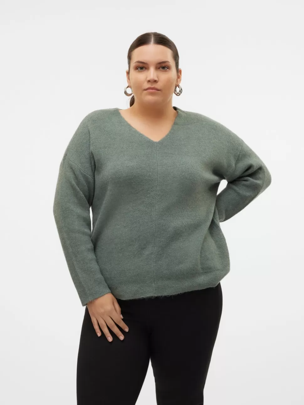 Stickat^VERO MODA VMCREWLEFILE Pullover Balsam Green