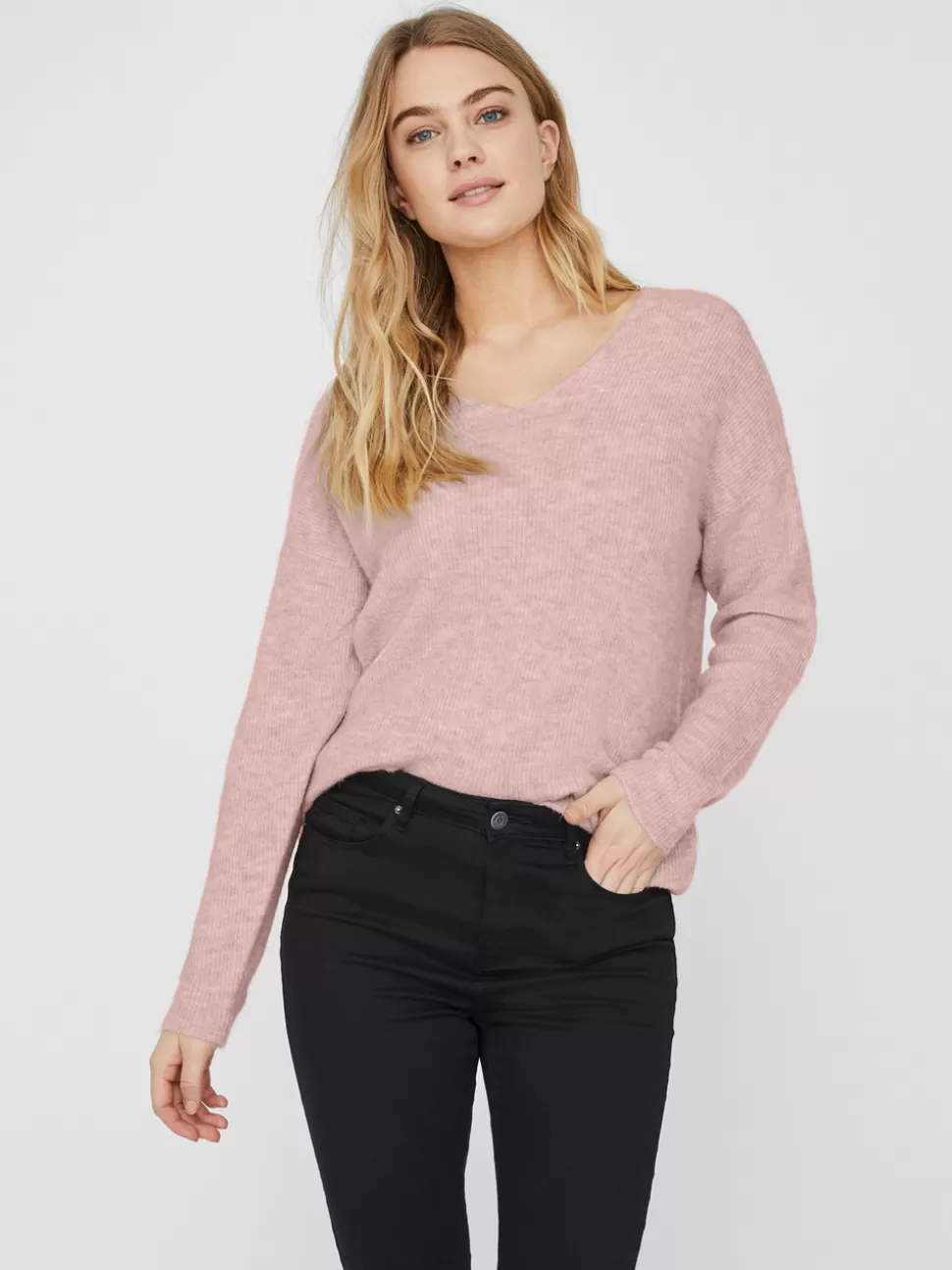 Stickat | Basics^VERO MODA VMCREWLEFILE Pullover Sepia Rose