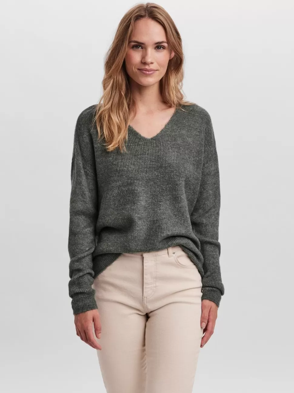 Stickat^VERO MODA VMCREWLEFILE Pullover Balsam Green