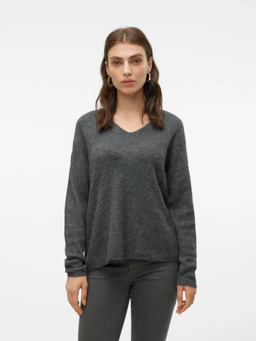 Stickat | Toppar^VERO MODA VMCREWLEFILE Pullover Medium Grey Melange